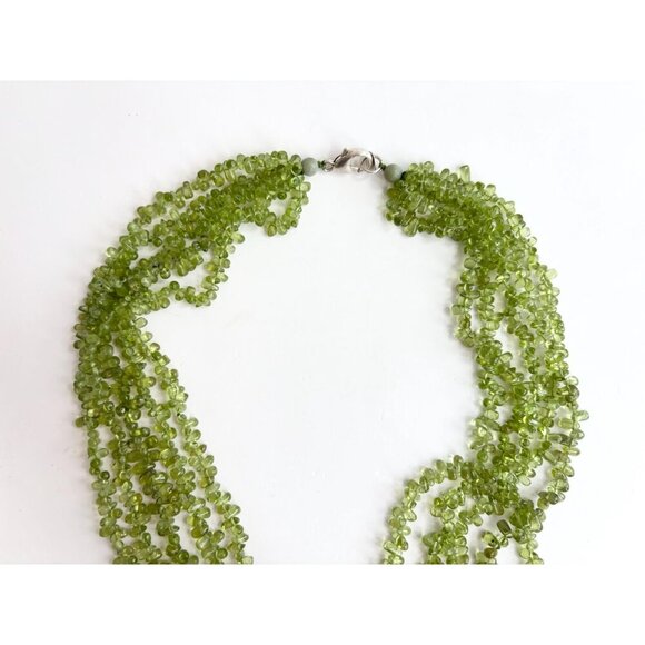 Peridot Multi Gemstone Gemstone Vintage Sterling Silver 925 Necklace - 19.5" - Picture 9 of 10